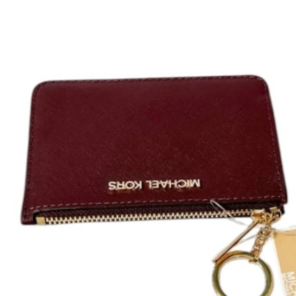 Michael Kors Set Travel Medium Burgundy maroon Dome Crossbody Bag & cardholder